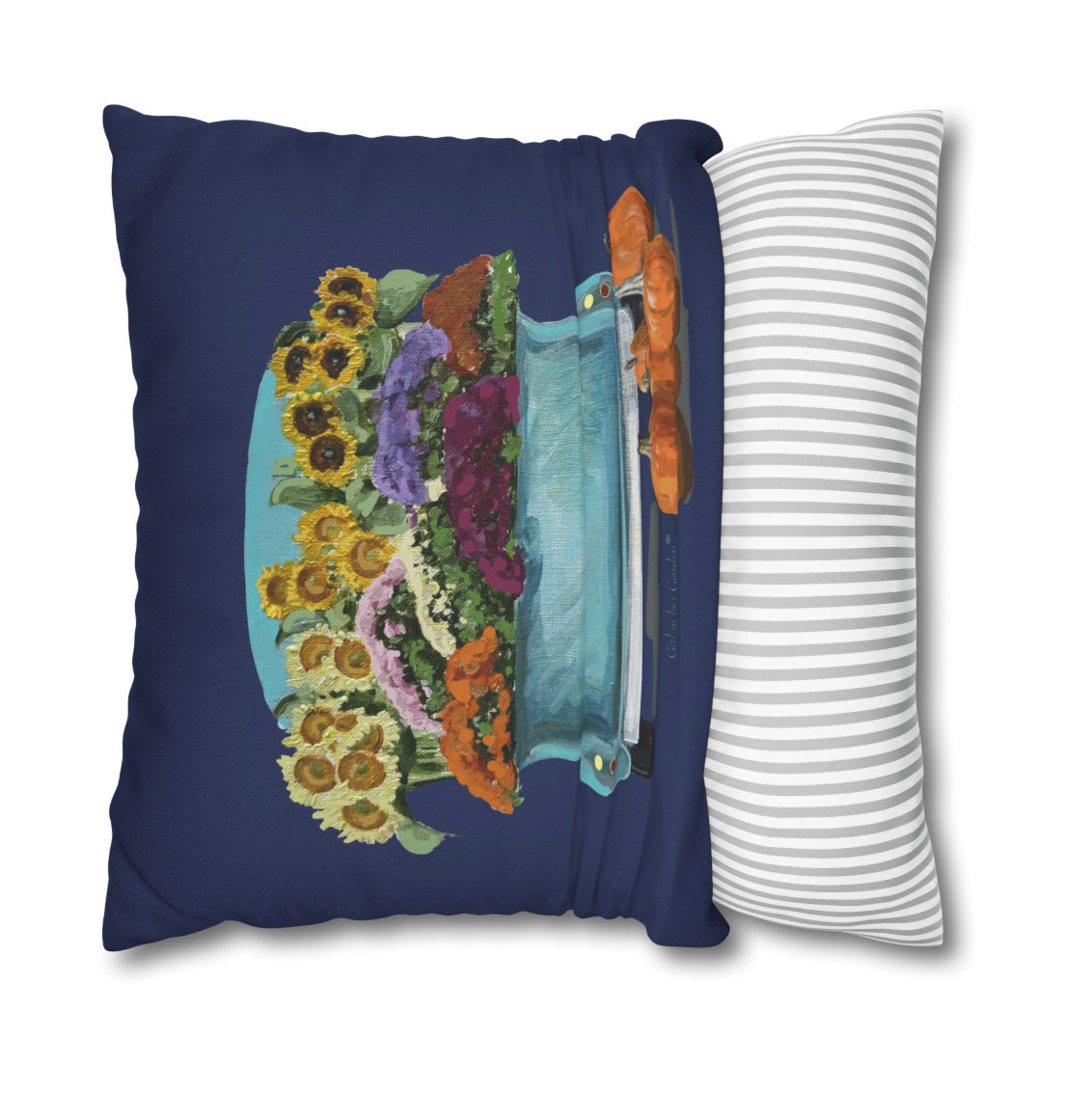 Navy Fall Harvest Truck Pillow, Pillow Cover