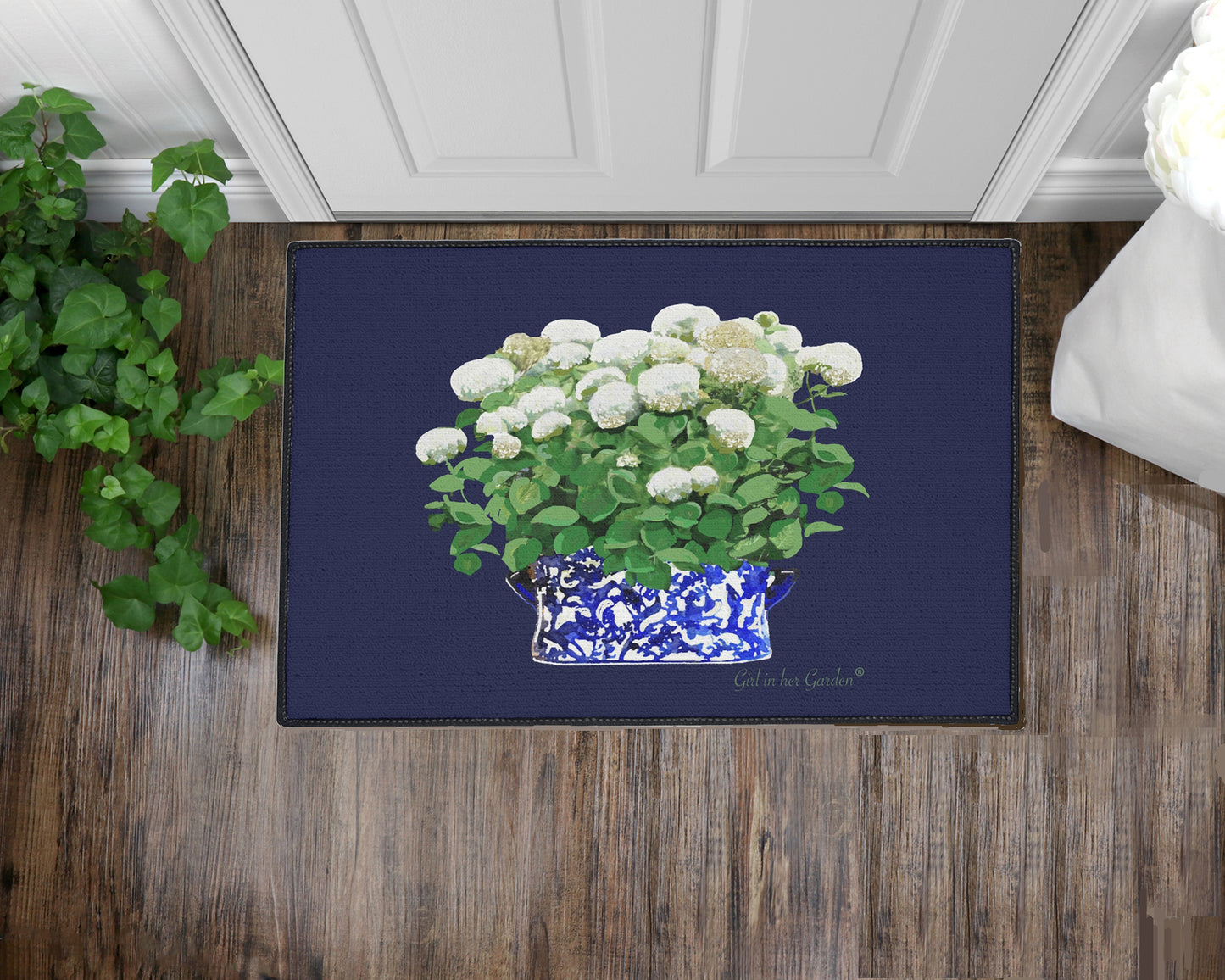 Navy Annabelle Planter Rubber Floor Mat