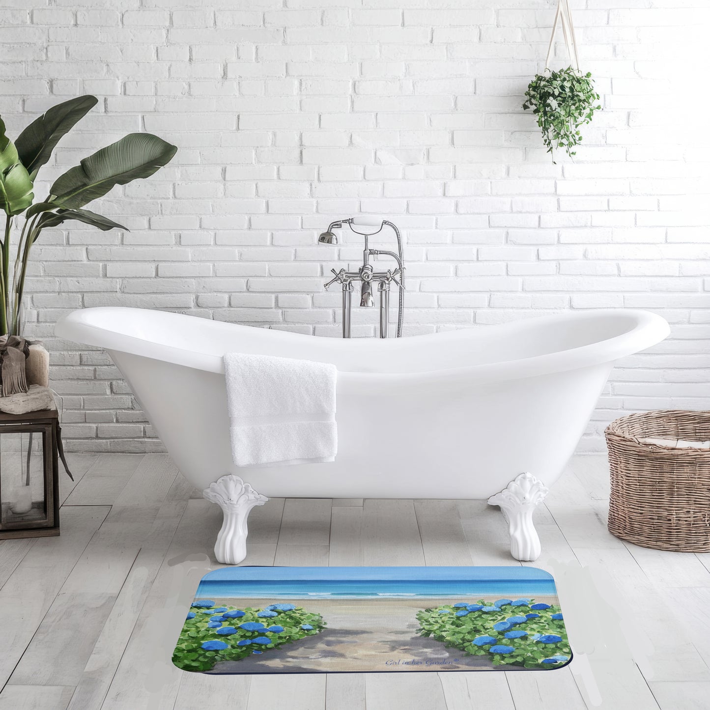 KItchen & Bath Cushion Mat, Hydrangeas on the Beach