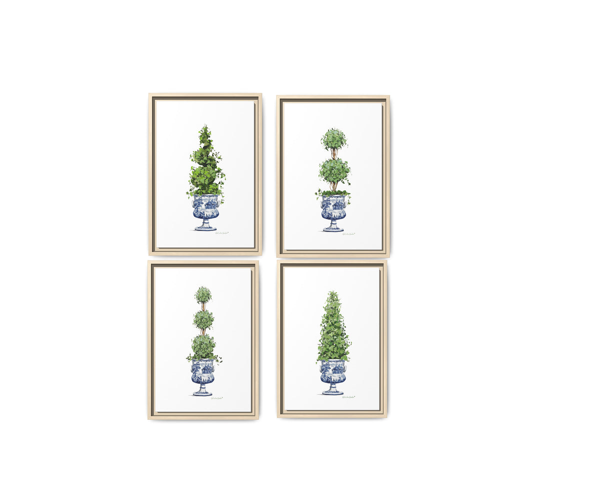 Topiary Trees, Framed Canvas Set of Four