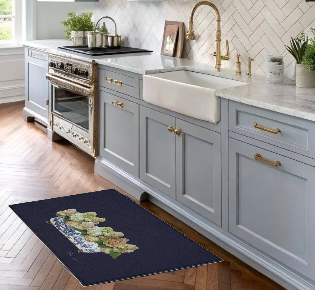 Navy Pegee Fall Planter Floor Mat