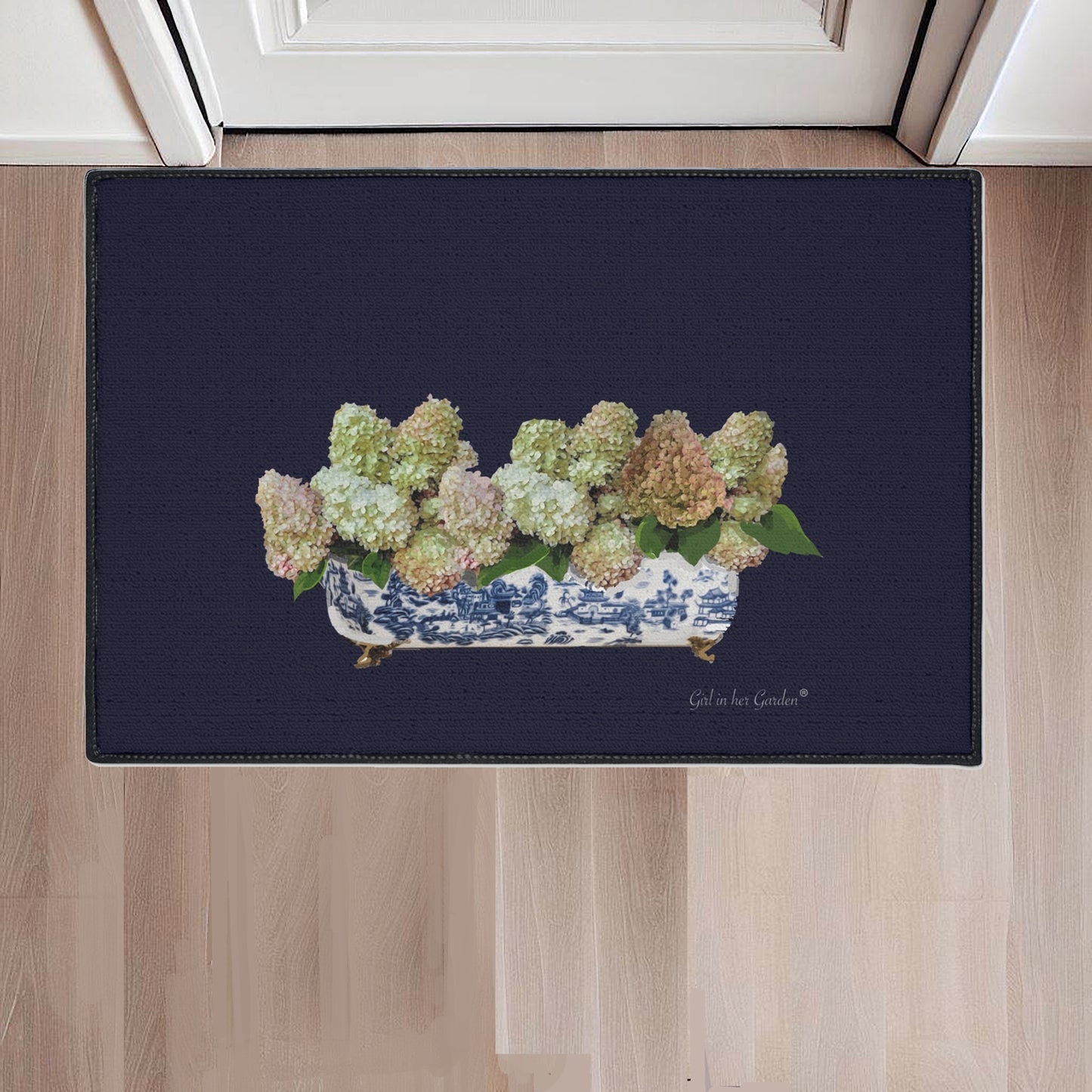 Navy Pegee Fall Planter Floor Mat
