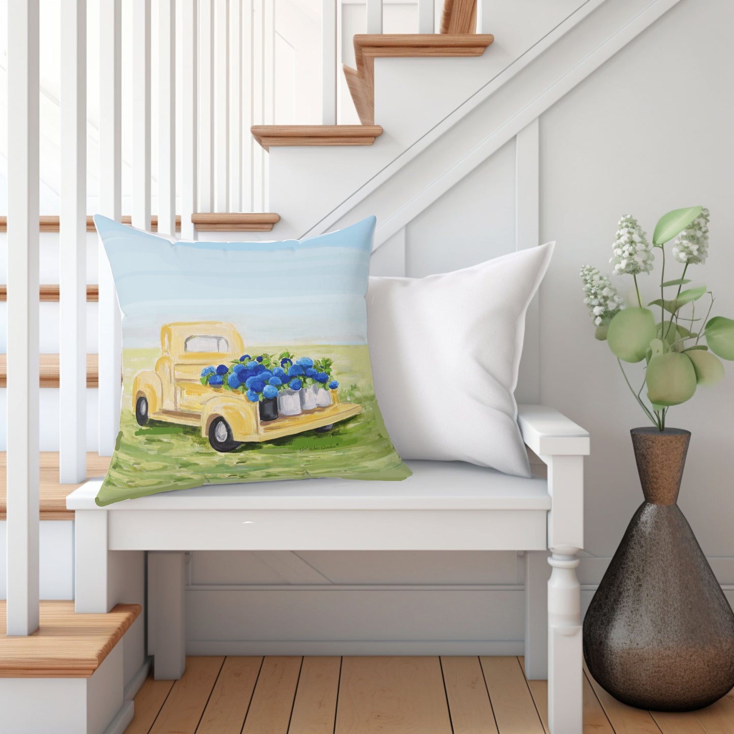 Flower Truck Hydrangea Pillow, Pillow Cover