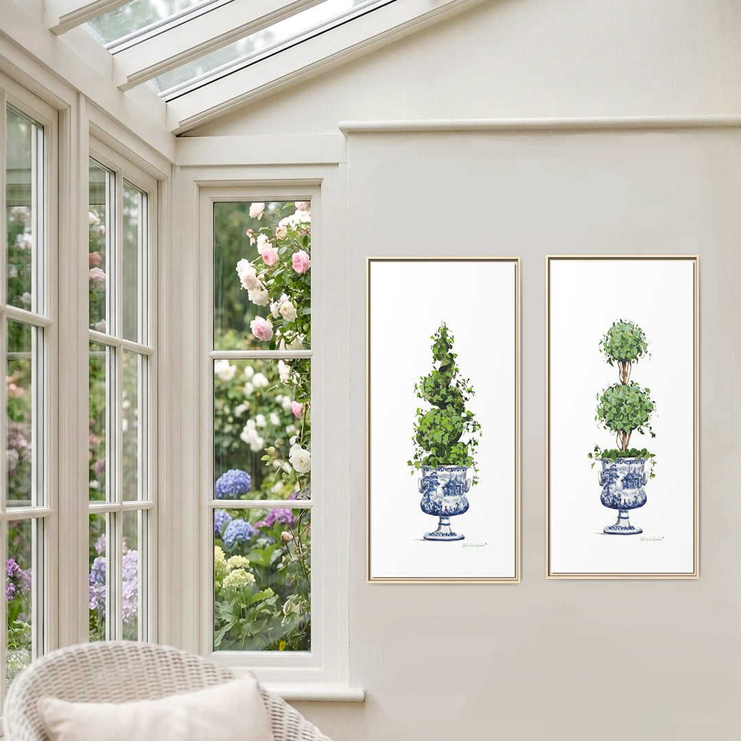 Topiary Spiral Tree, Framed Canvas