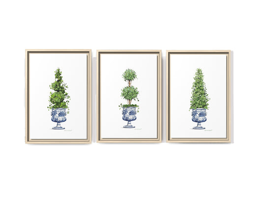 Topiary Trees, Framed Canvas Set of Three