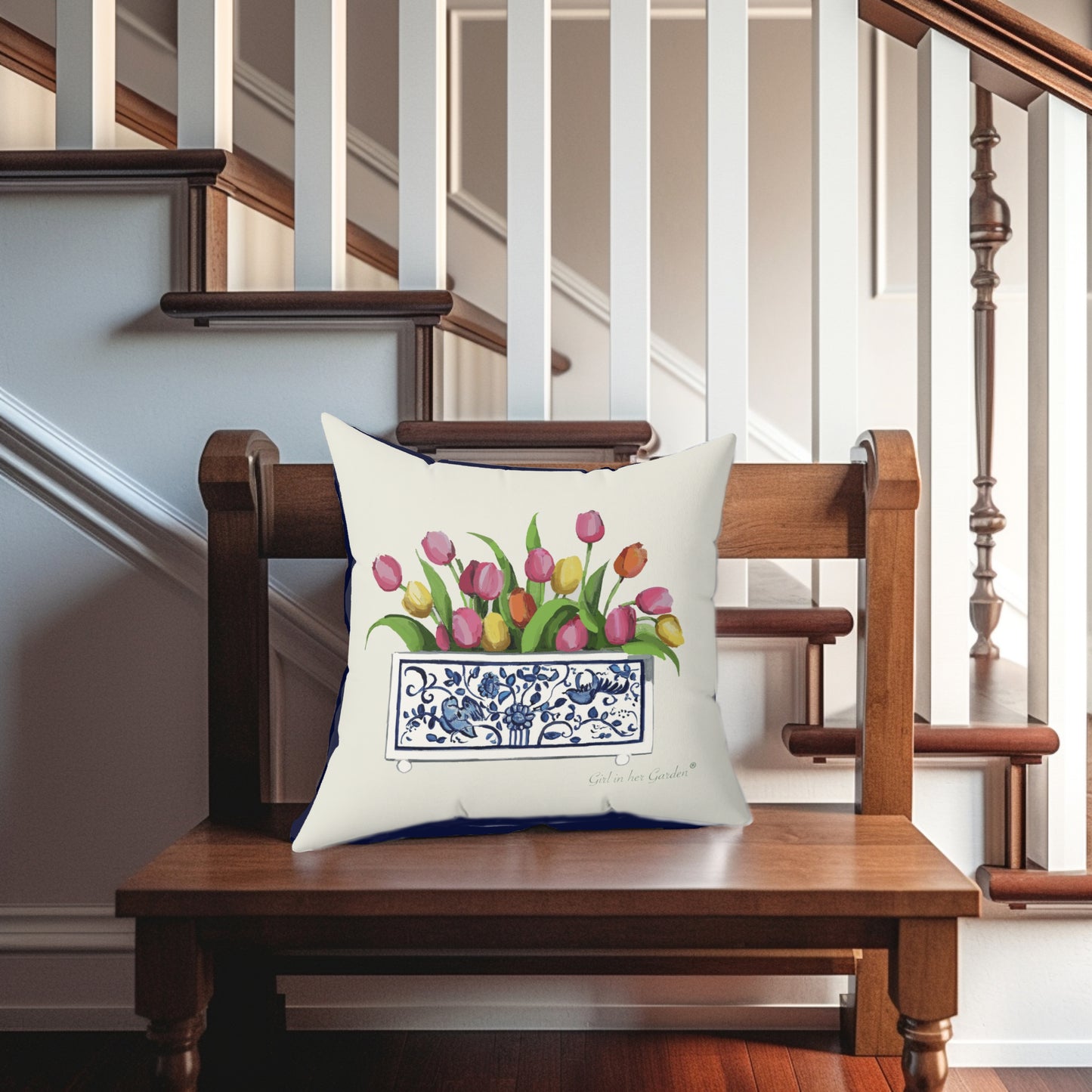 Tulip Floral Planter Pillow, Pillow Cover