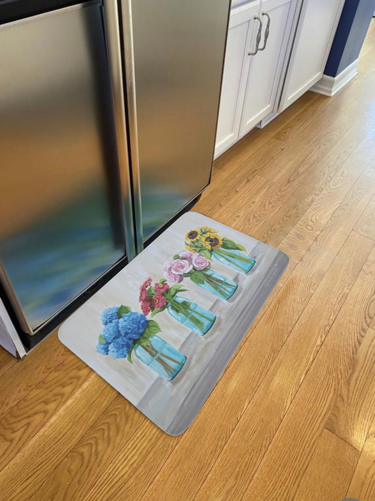 Kitchen, Bath  Cushion Mat, Floral Mason Jars