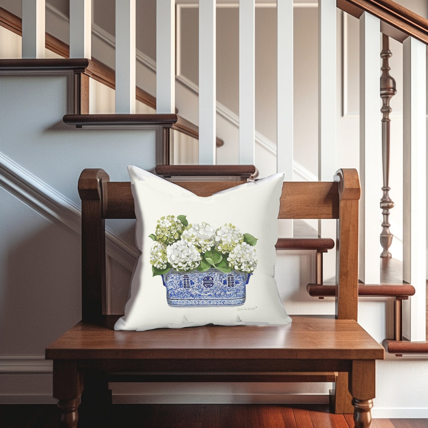 White Hydrangea Pillow, Pillow Cover