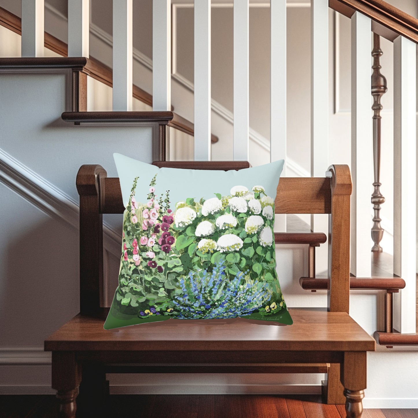 White Hydrangea Garden Pillow, Pillow Cover