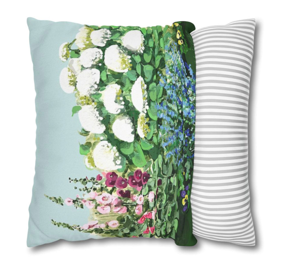 White Hydrangea Garden Pillow, Pillow Cover