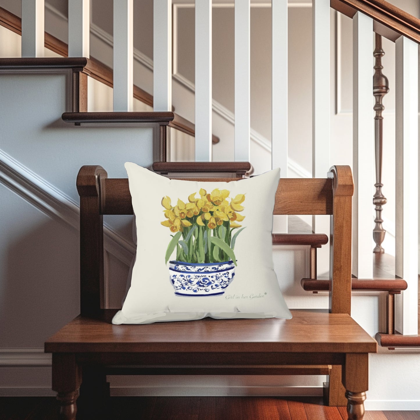 Daffodil Floral Pillow, Pillow Cover