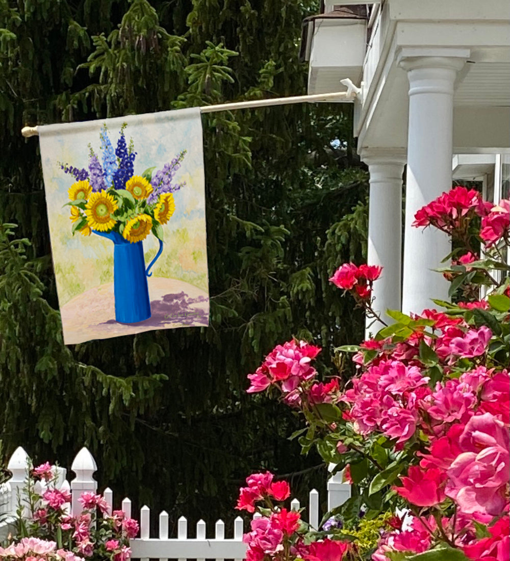 Painted Delphiniums & Sunflowers House Flag