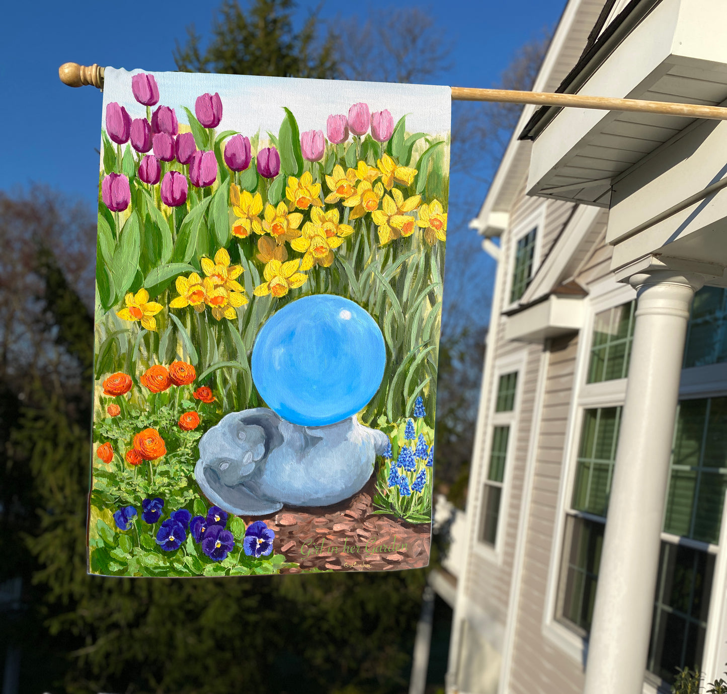 Painted Daffodils Tulips House Flag 28"x 40" Garden Flag 12"x 18"