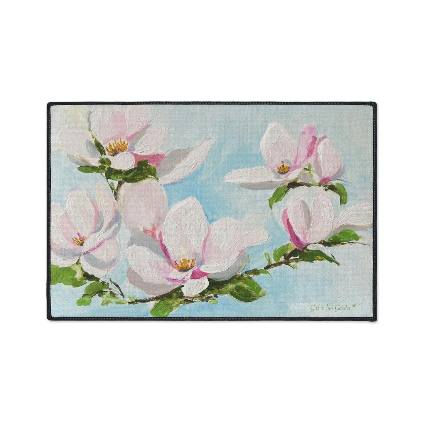Pink Magnolias Rubber Floor Mat
