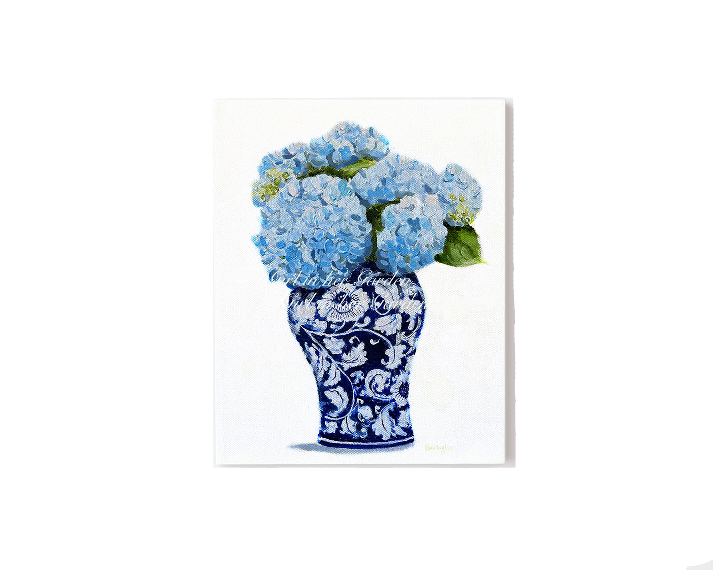 Light Blue Hydrangea & Chinoiserie Print