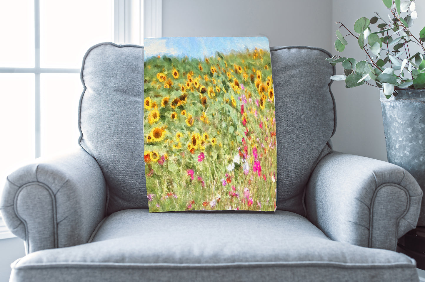 Pink Cosmos & Sunflower Throw Blanket