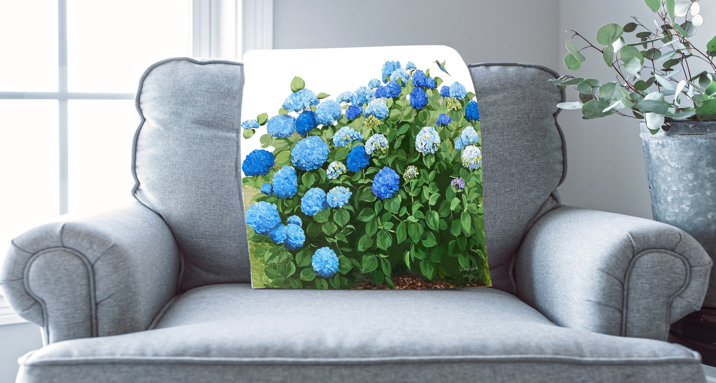 Blue Hydrangea Throw Blanket
