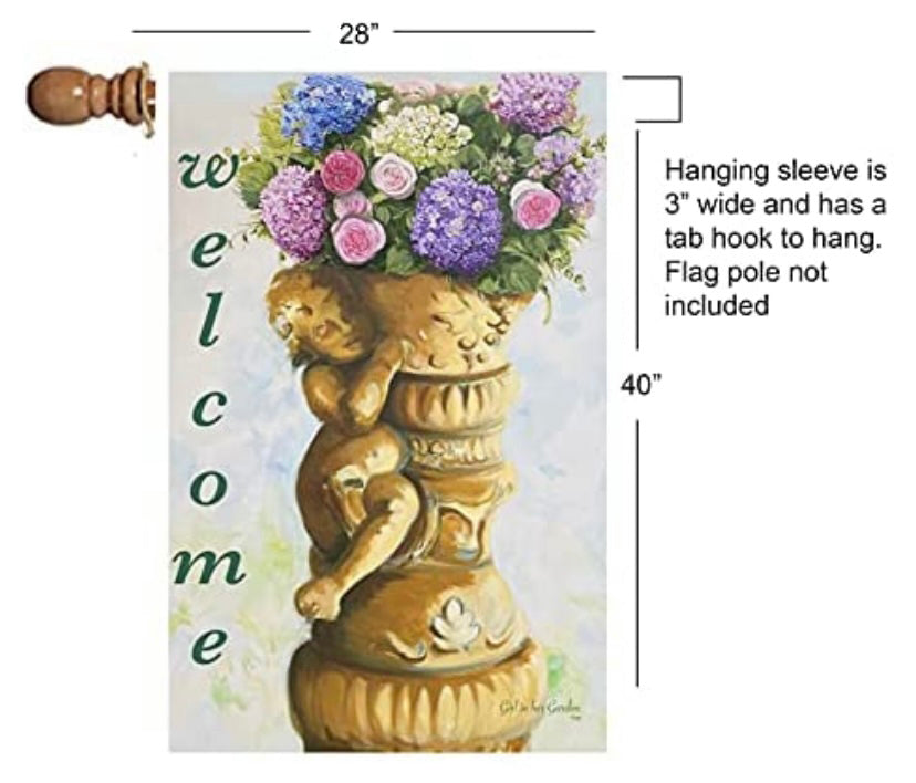 Painted Roses, Hydrangea Planter  Welcome House Flag,