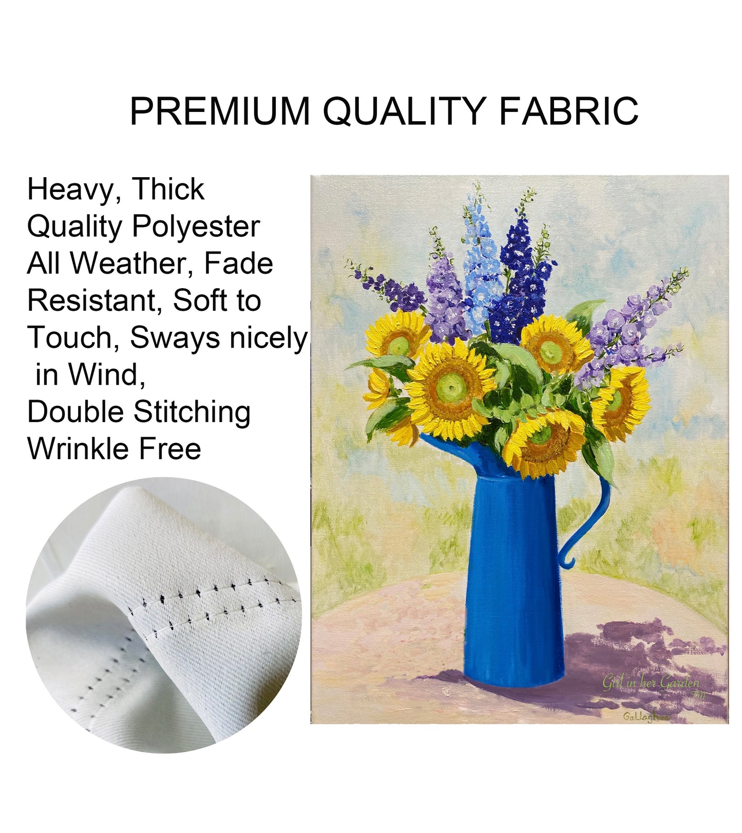 Painted Delphiniums & Sunflowers House Flag
