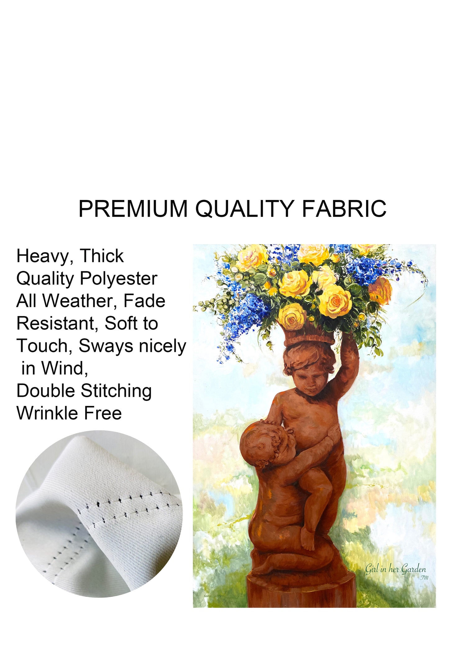 Painted Cherub Planter, Garden Flag 12" X 18"