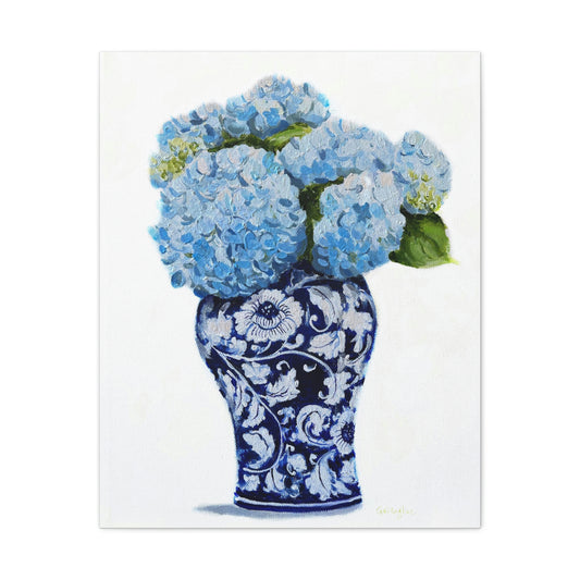Light Blue Hydrangea & Chinoiserie Print