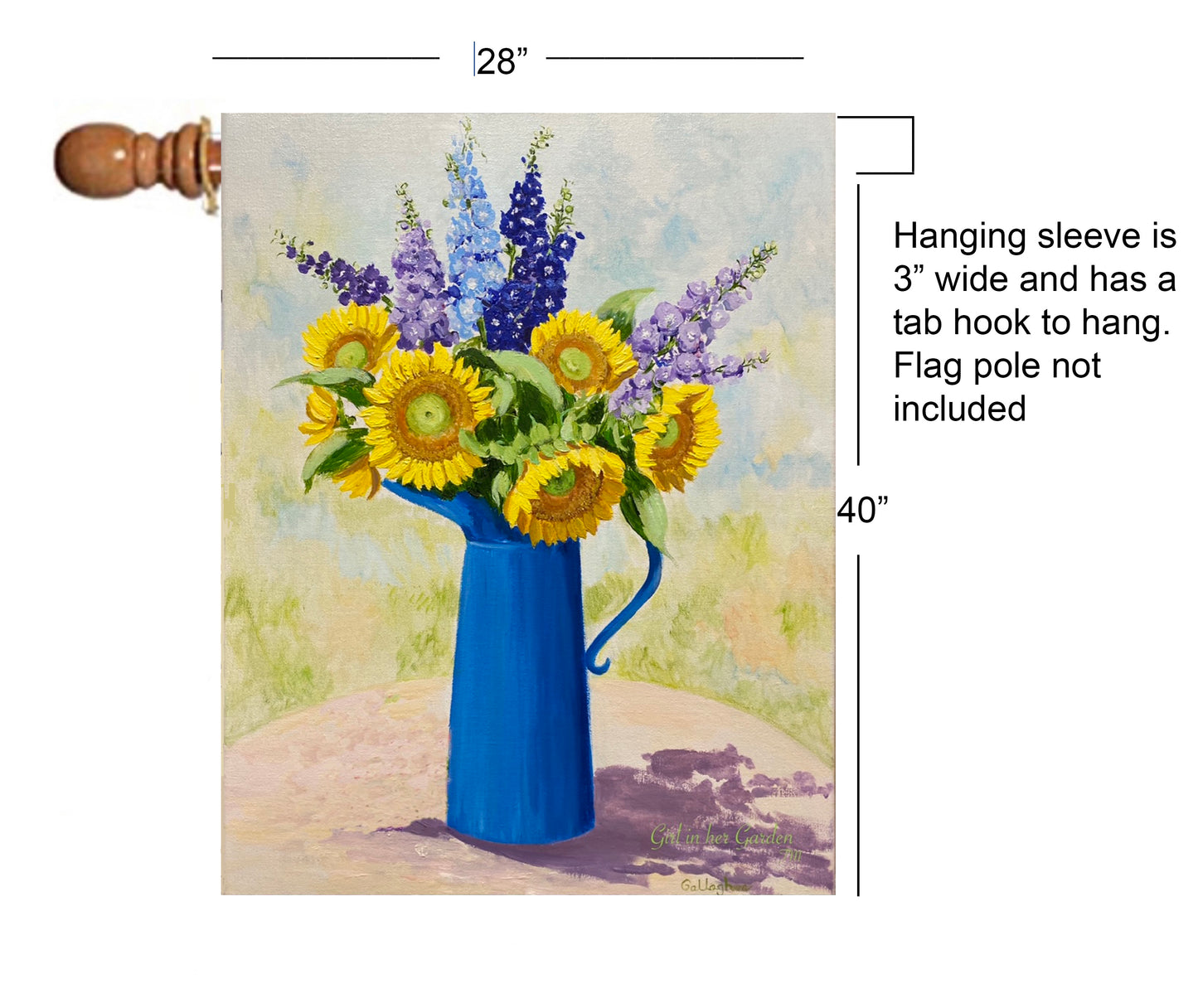 Painted Delphiniums & Sunflowers House Flag