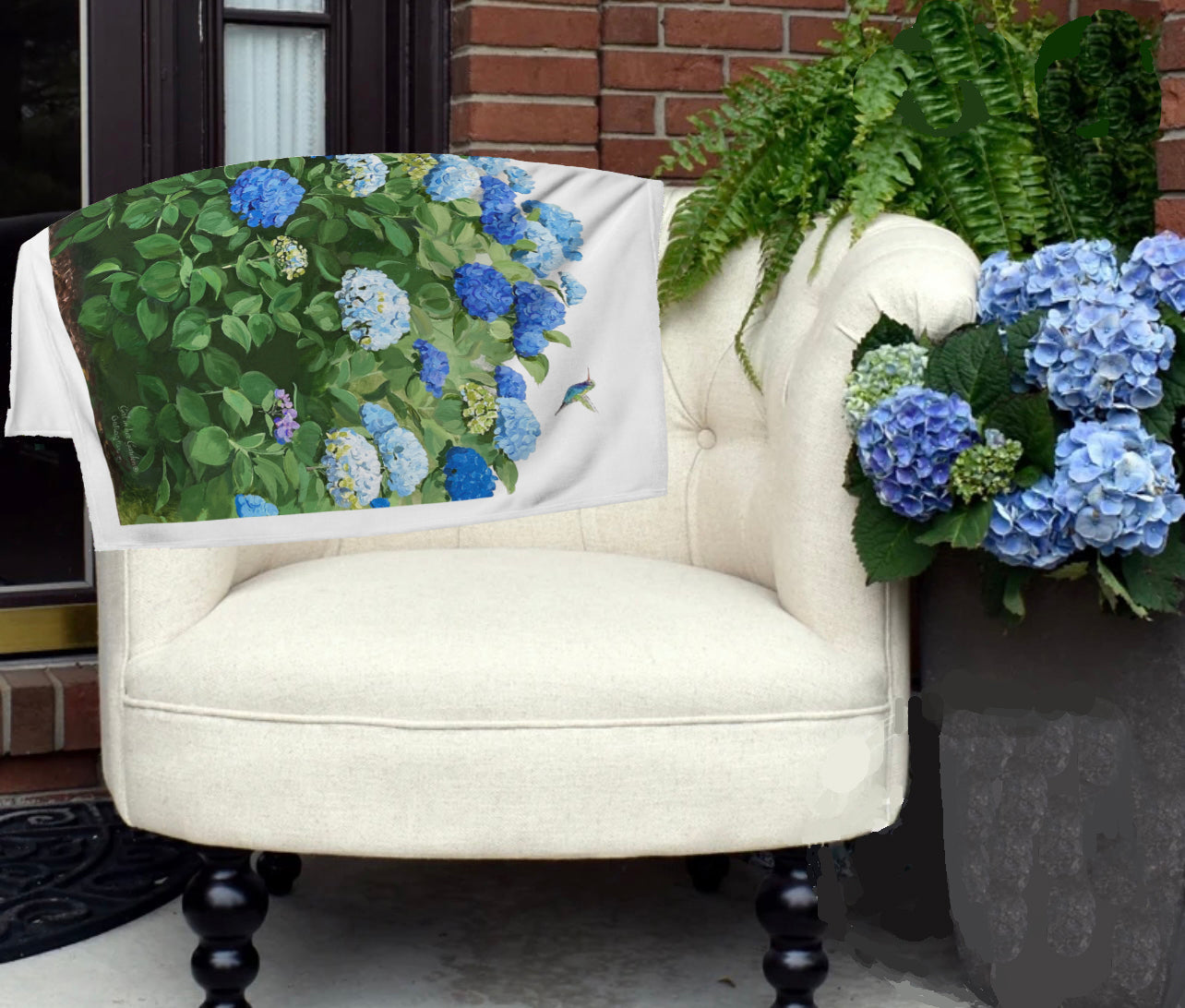 Blue Hydrangea Throw Blanket