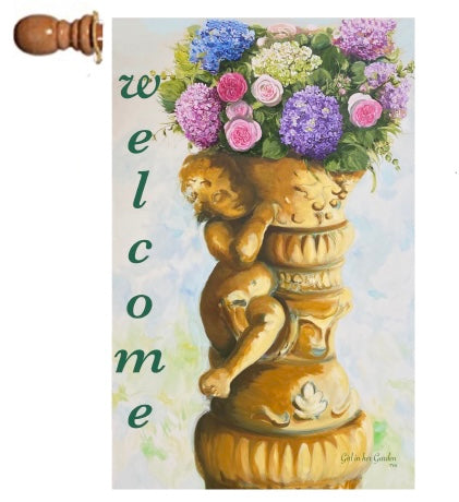 Painted Roses, Hydrangea Planter  Welcome House Flag,