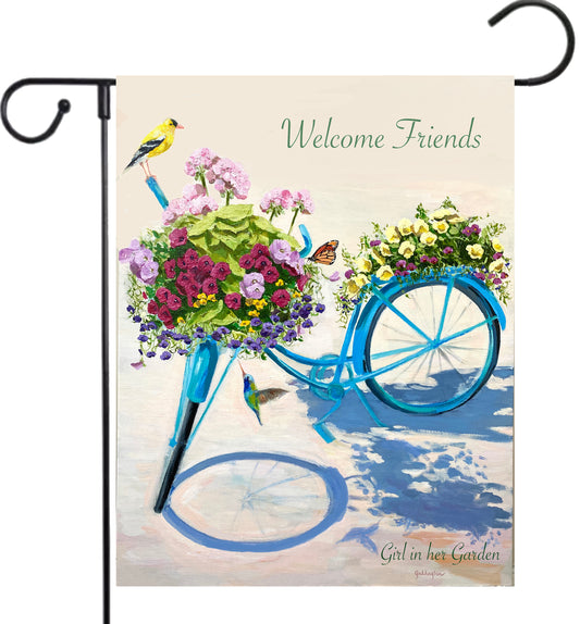 Painted Blue Bicycle Planter