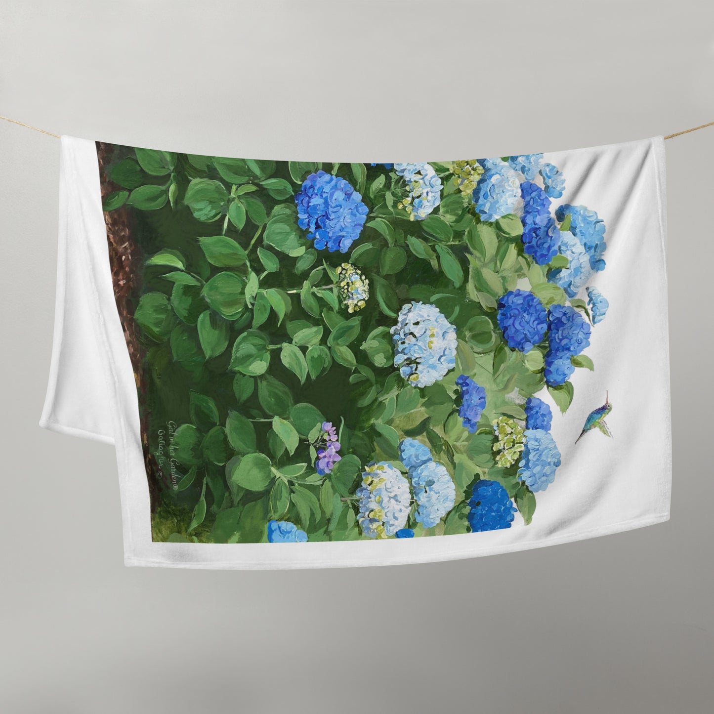 Blue Hydrangea Throw Blanket