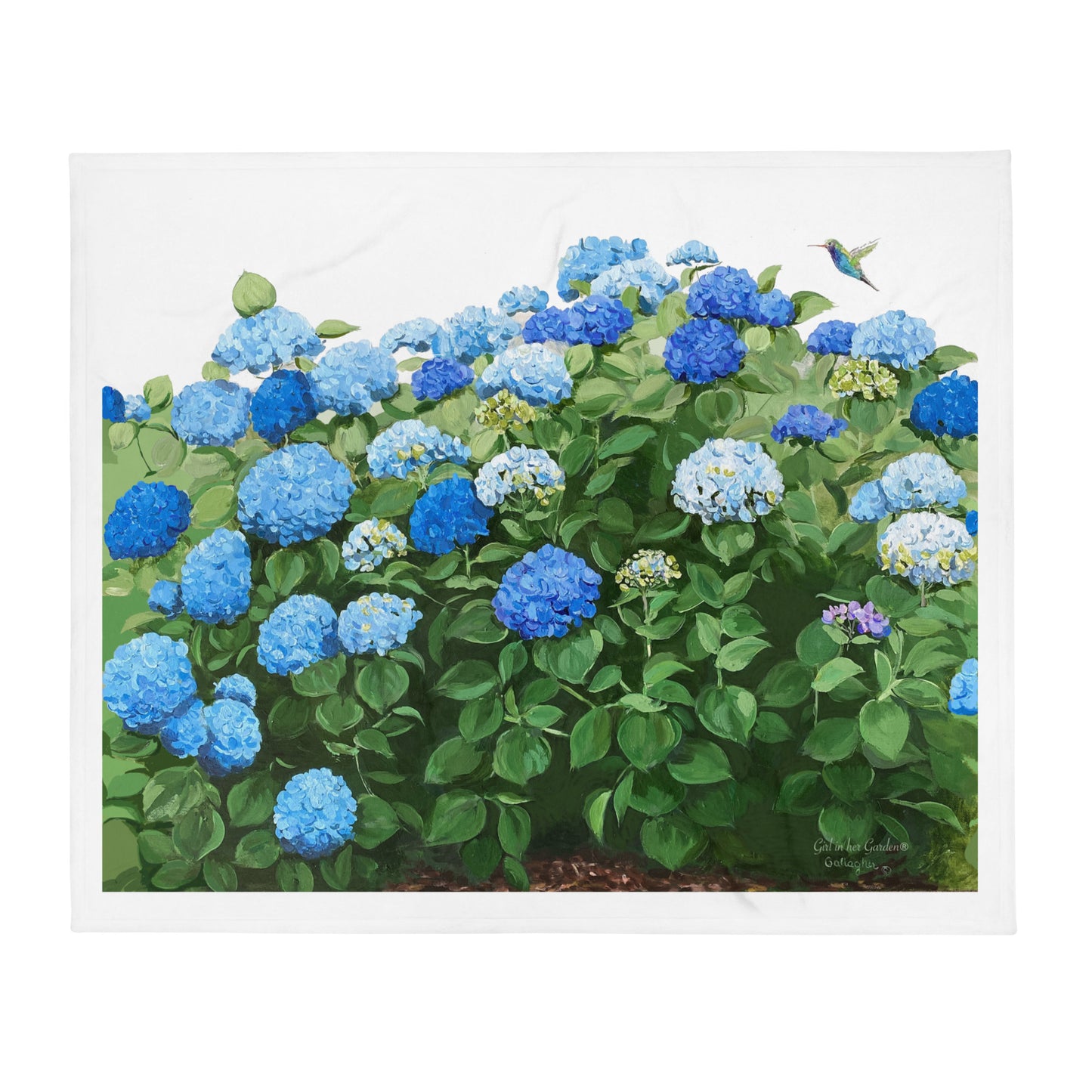 Blue Hydrangea Throw Blanket