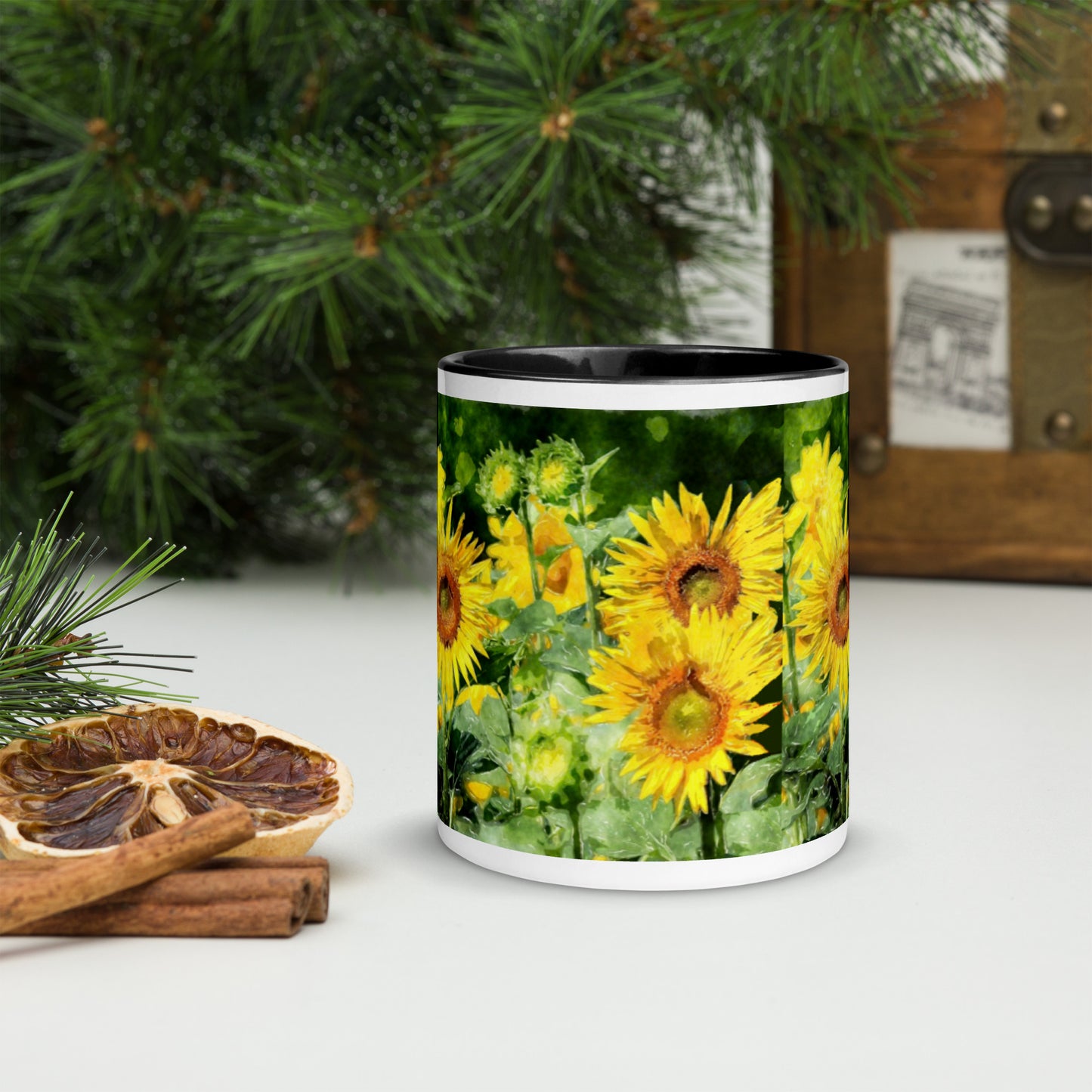 Sunflower Mug with Color Inside
