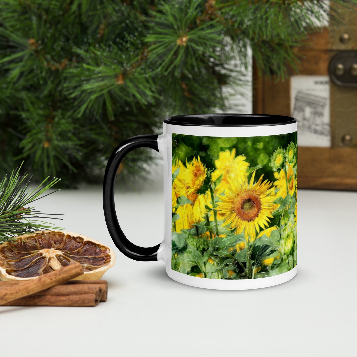 Sunflower Mug with Color Inside
