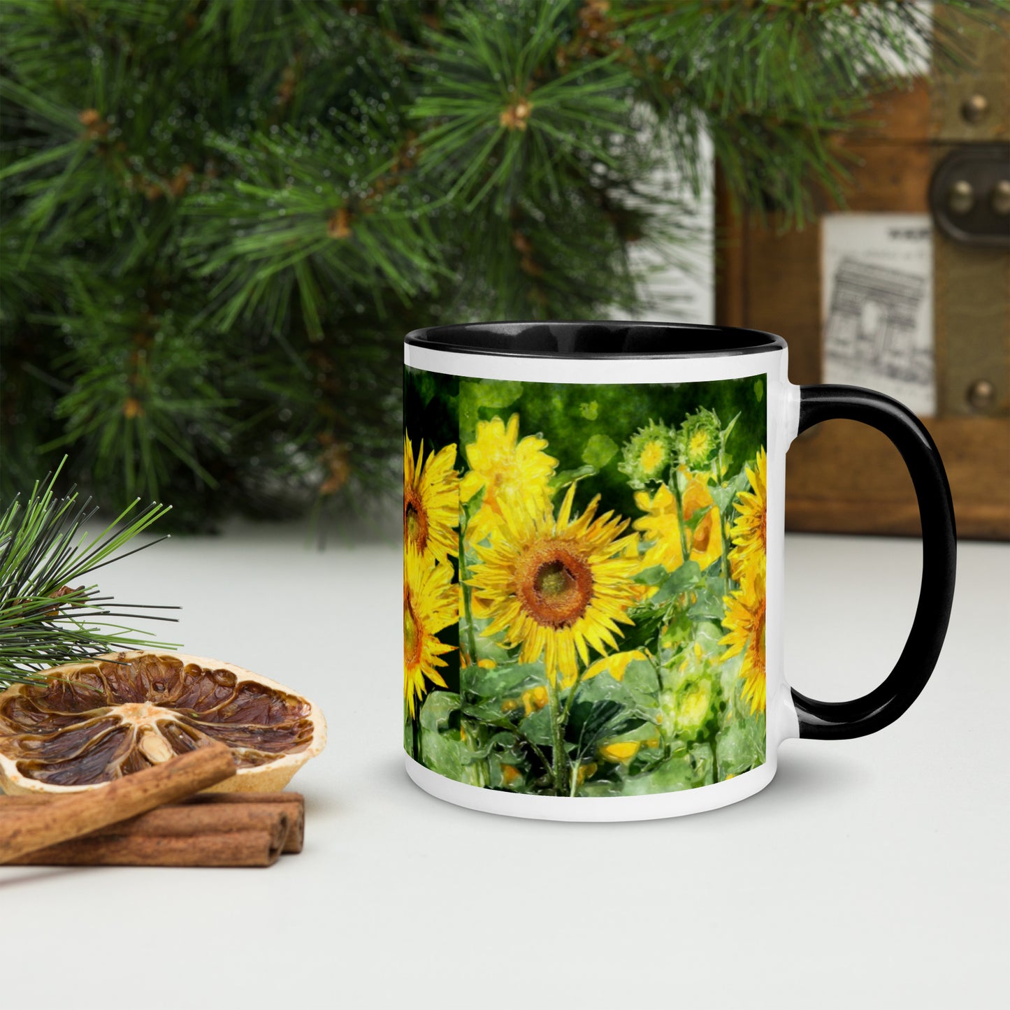 Sunflower Mug with Color Inside