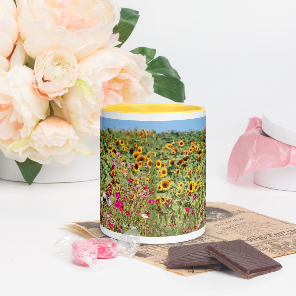 Sunflower Field Mug with Color Inside