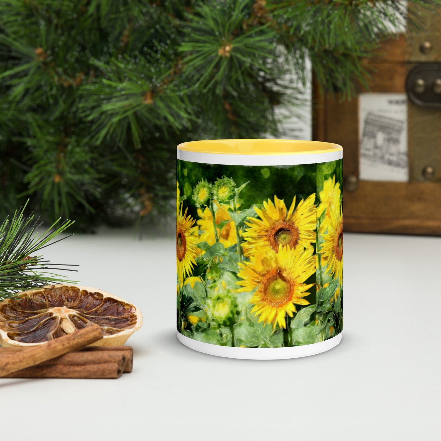 Sunflower Mug with Color Inside