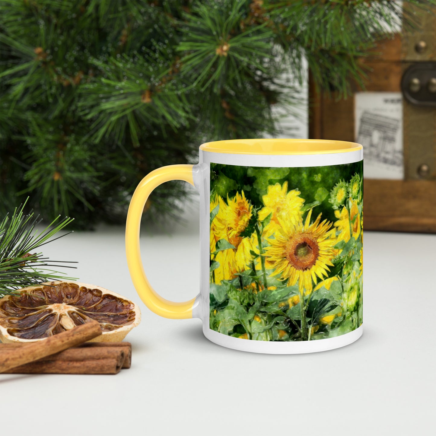 Sunflower Mug with Color Inside
