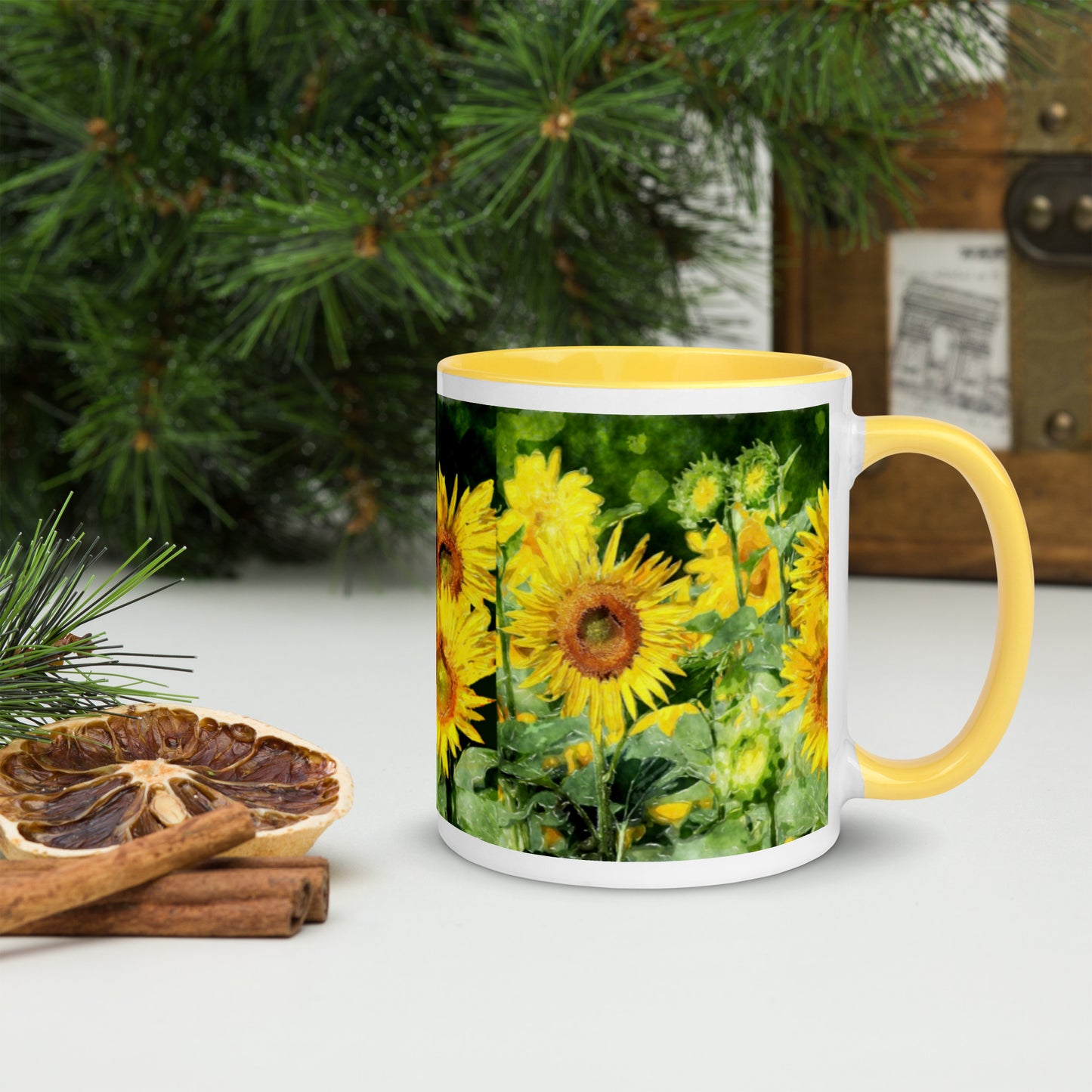 Sunflower Mug with Color Inside